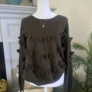 Bebe Olive Ruffle Sweater Top